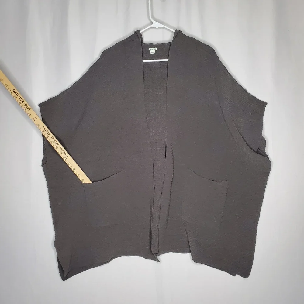 Aerie Hoodie Cape Cardigan Women L/XL Gray‎ Chenille Chunky Open Front Pocket